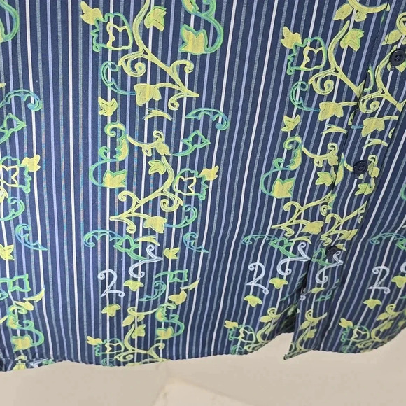 {John Henry} Men's Blue Striped Ivy Print Button-Down Shirt - Size XL - Picture 9 of 13